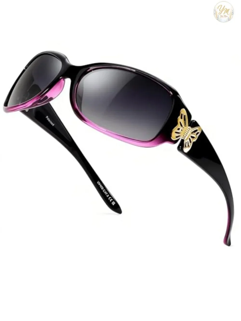 LVIOE Women's Polarized Butterfly Sunglasses UV400 Wrap Around Retro Shades